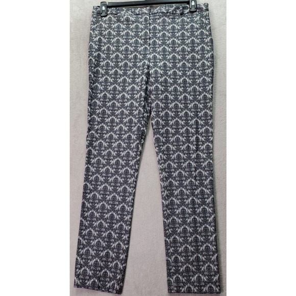 Atmosphere Pants Womens Size 14 Gray Floral Slash Pockets Flat Front‎ Skinny Leg - Picture 1 of 10